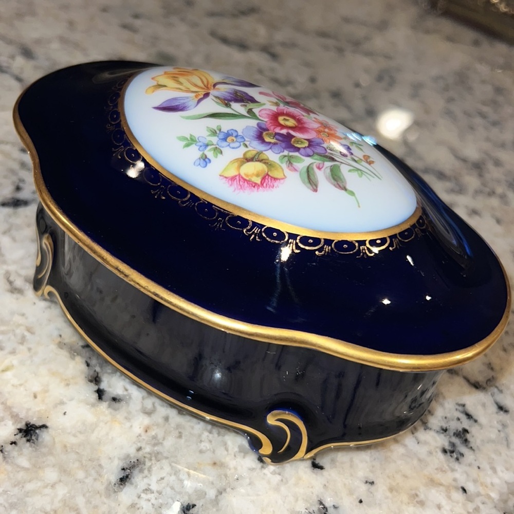 Echt Kobalt made in Germany navy blue gold white floral design keepsake china - Picture 3 of 14